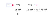 Schematic of split ratio calculation from T75 to T25 cell culture flask.