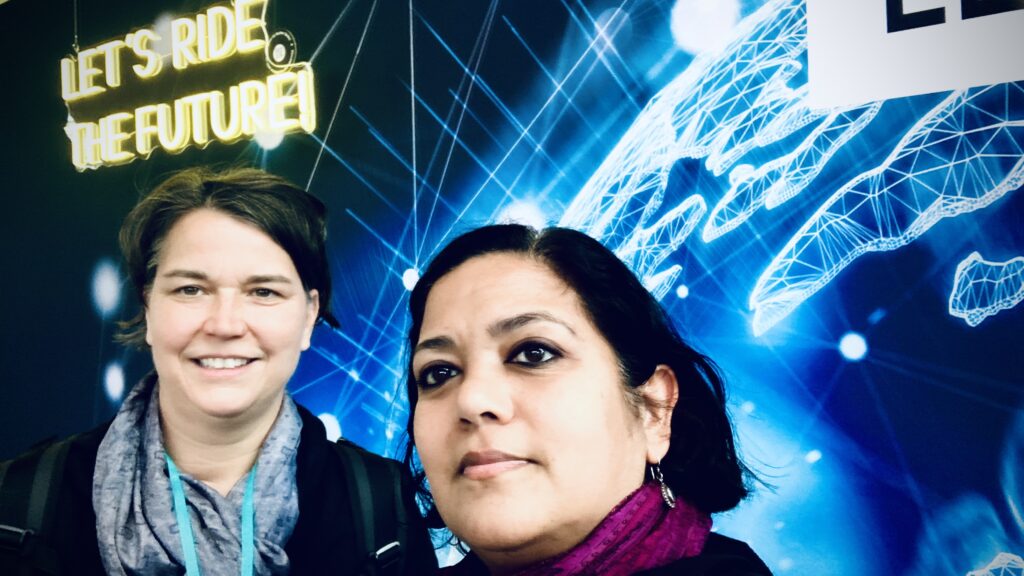 Adelheid and Asmita at LearnTec 2025 at Karlsruhe, Germany, Europe’s most important trade fair on education, riding the future!